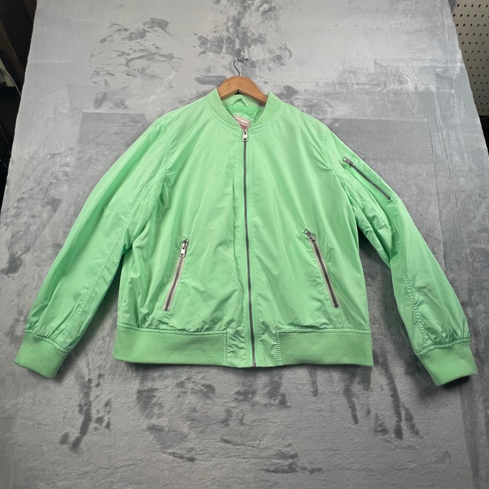 Levi's Bomber Jacket Womens XXL Mint Green Full Zip Flight Mom Vibe 80's Life - Picture 9 of 12